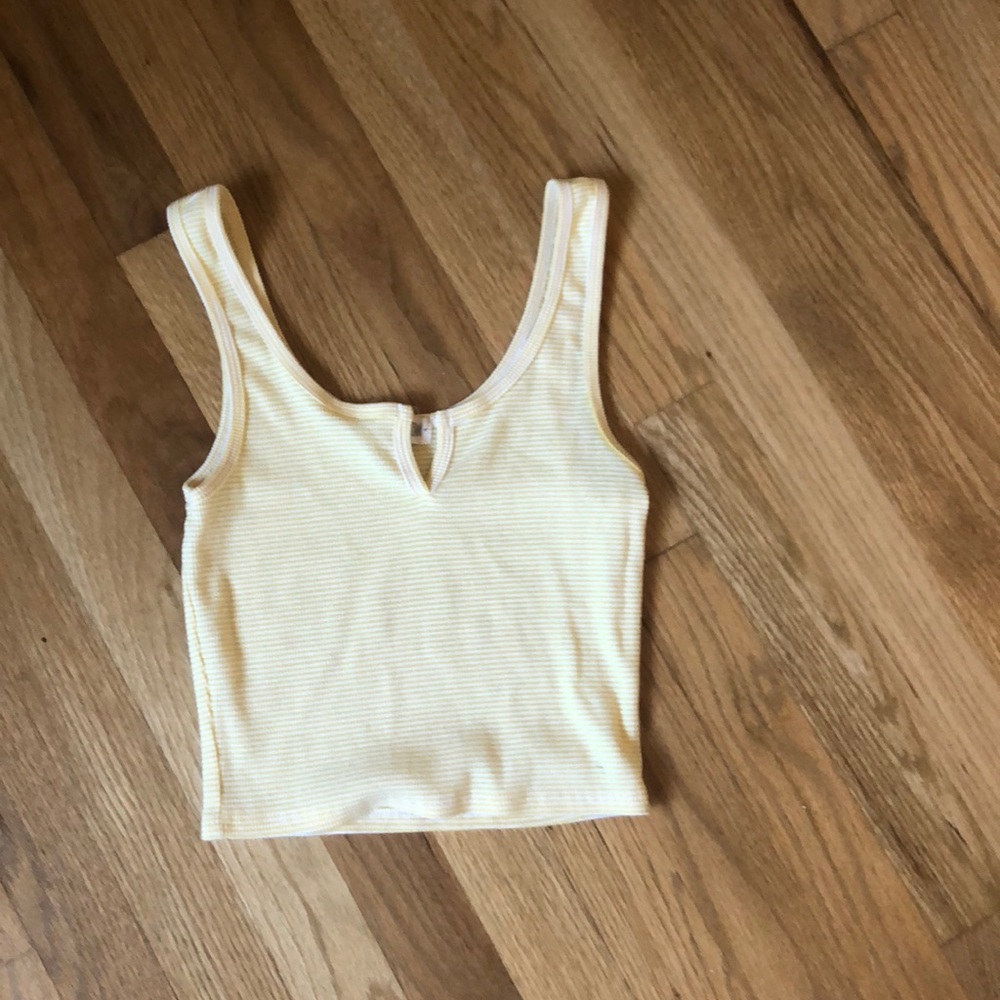 Yellow and white striped tank top